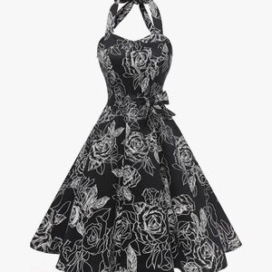 Topdress Women'sVintage Polka Dress 1950s Halter Retro Cocktail Dress Sz M